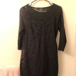 Lace overlay black dress